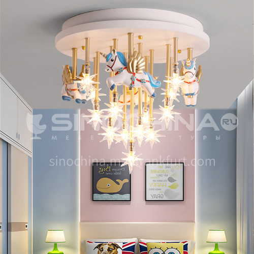 Boy girl princess room chandelier American Nordic creative cartoon carousel light-DDBE-P-1523